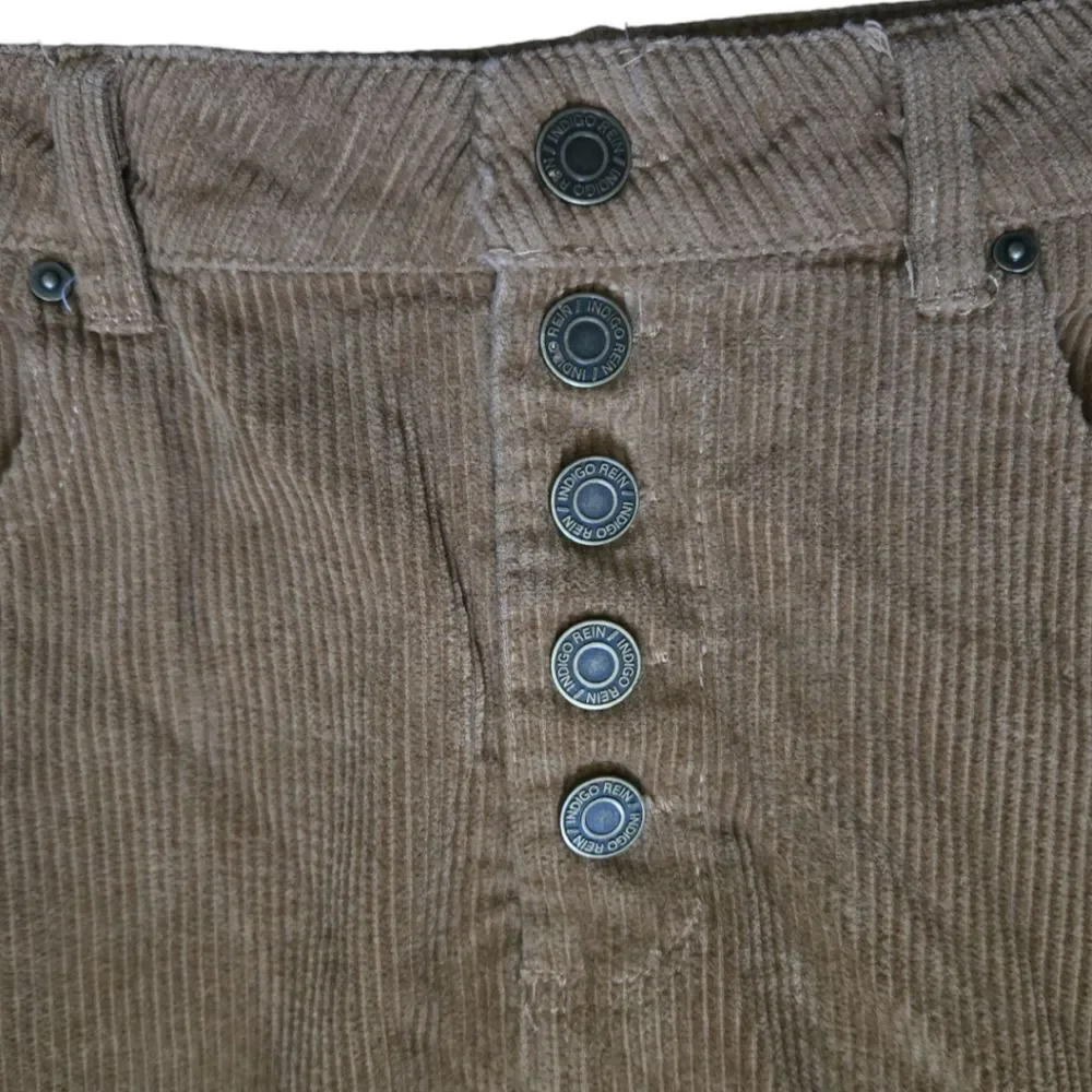 INDIGO REIN Half Button Front Corduroy Mini Skirt - 9/28